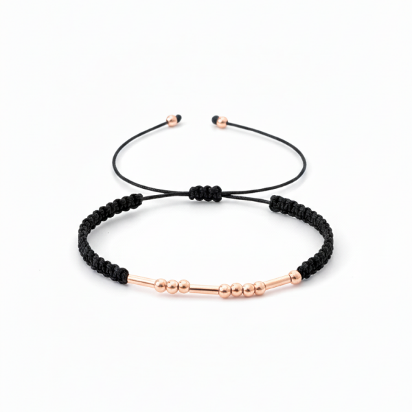 Mors Harfli Örgülü Gümüş Bileklik