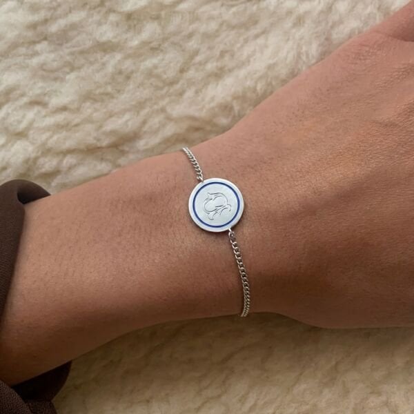 Harf Bileklik - Mine Detaylı | Gümüş