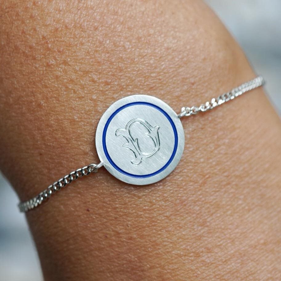 Harf Bileklik - Mine Detaylı | Gümüş