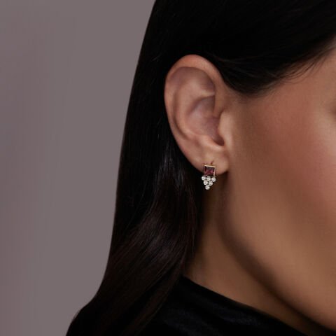 Pembe Turmalin Küpe