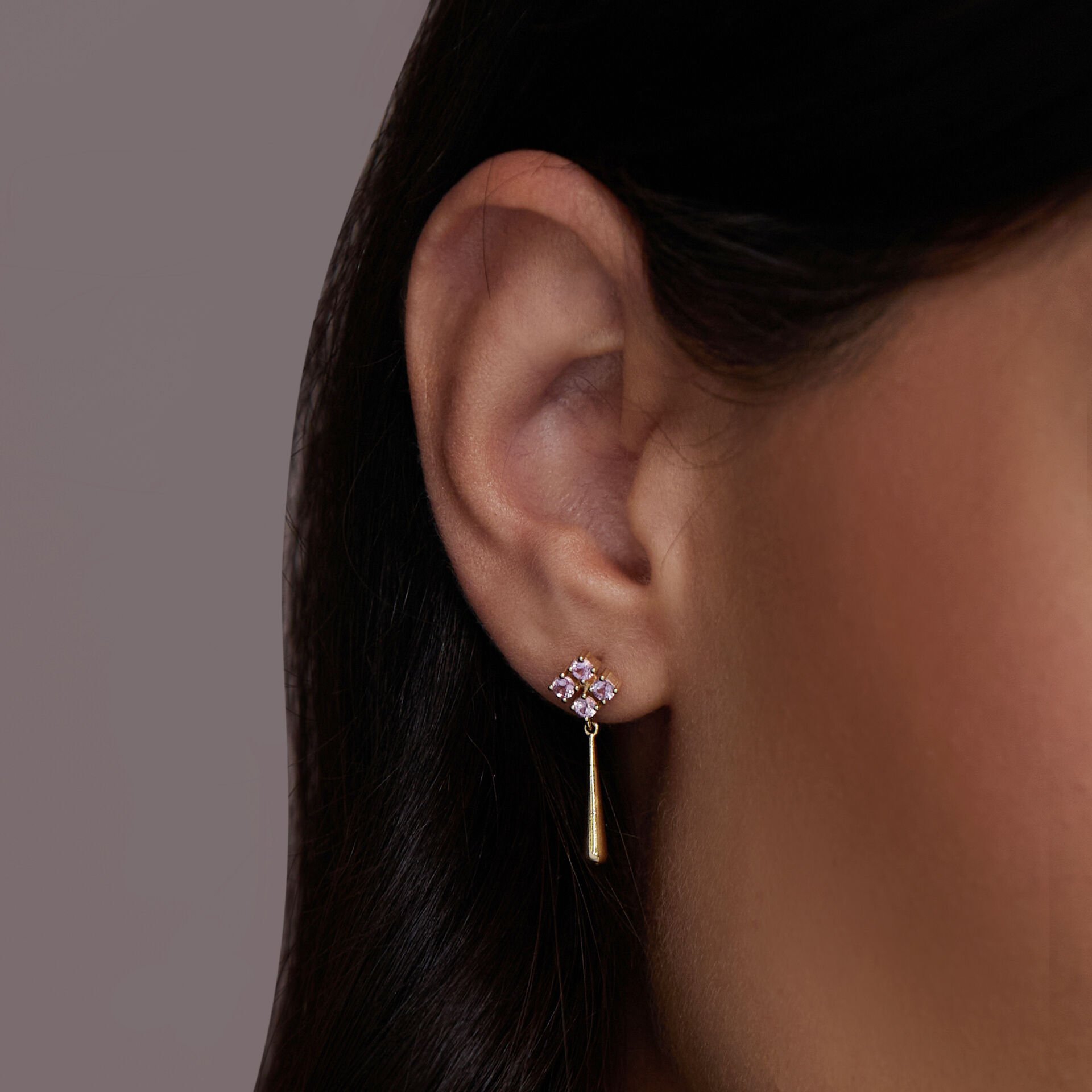 Pembe Safir Küpe