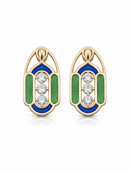 Viva Verde | Mavi-Yeşil Tasarım Küpe