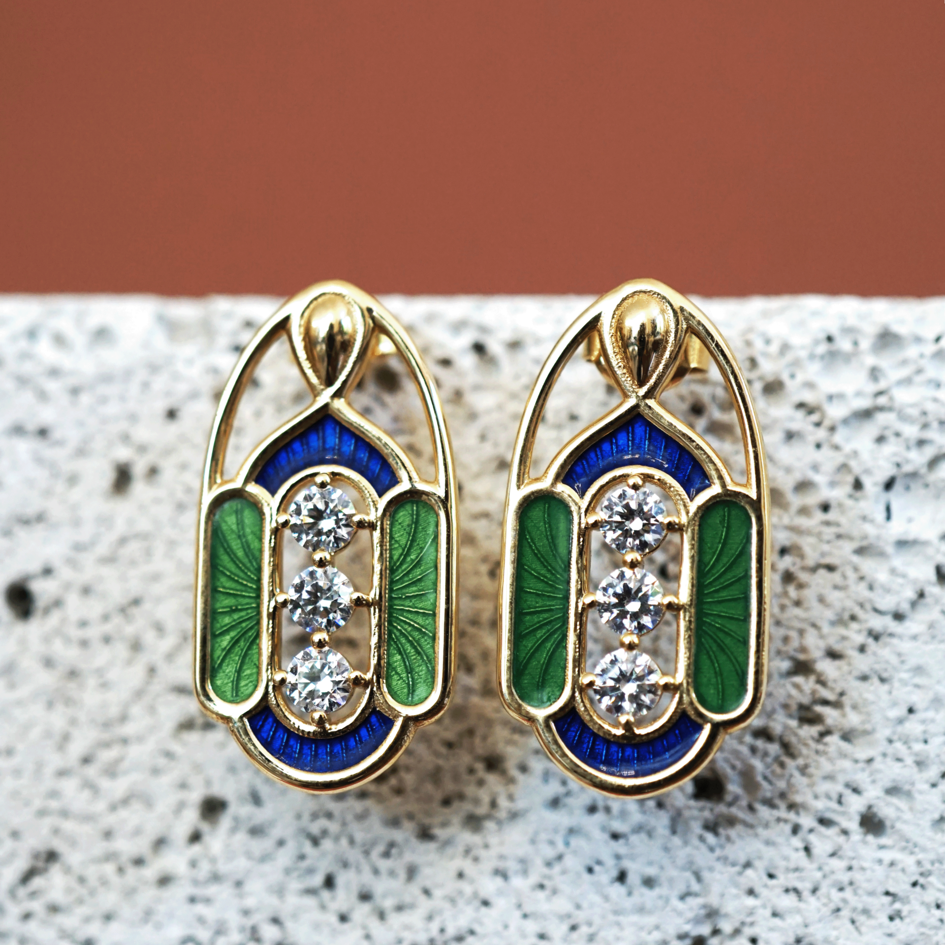 Viva Verde | Mavi-Yeşil Tasarım Küpe