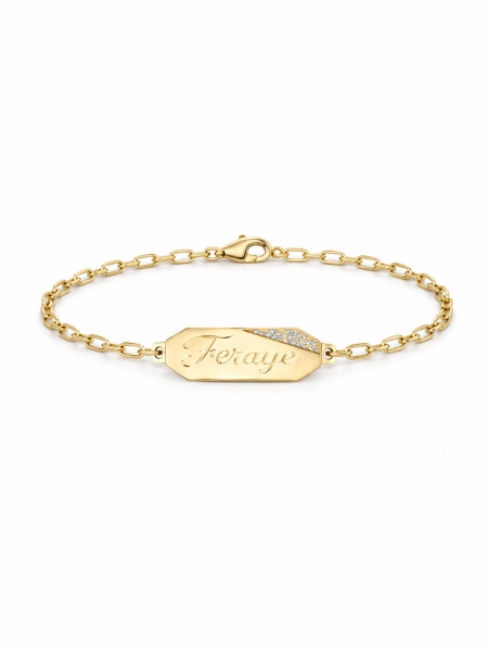 Kişiye Özel 14 Ayar Altın İsim Plaka Bileklik