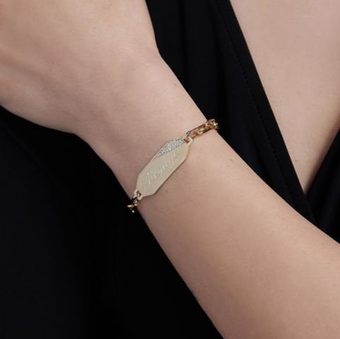 Kişiye Özel 14 Ayar Altın İsim Plaka Bileklik