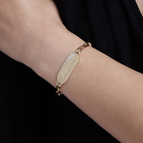 Kişiye Özel 14 Ayar Altın İsim Plaka Bileklik