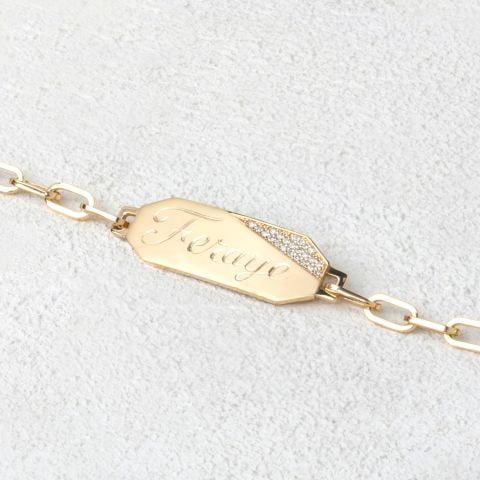 Kişiye Özel 14 Ayar Altın İsim Plaka Bileklik