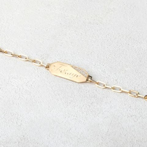 Kişiye Özel 14 Ayar Altın İsim Plaka Bileklik