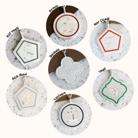 Altıgen Harf Kolye – Mine Detaylı | Gümüş