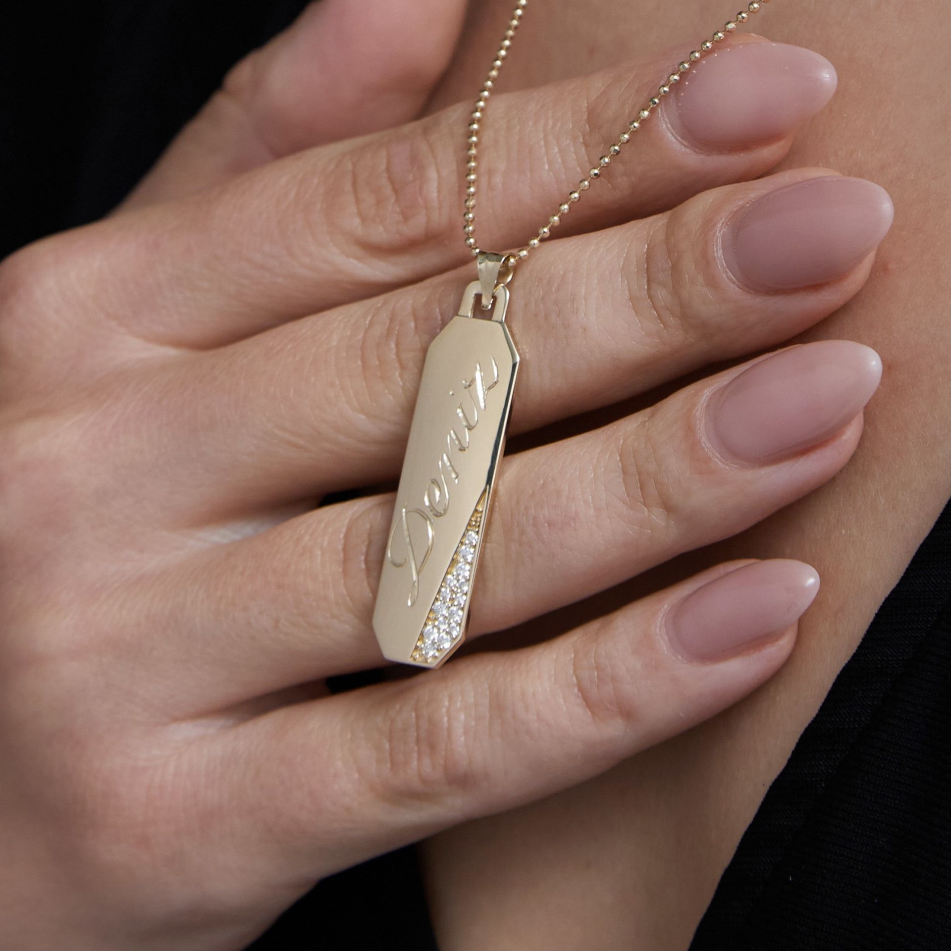 Pırlanta Detaylı Kişiye Özel İsim Kolye | Altın