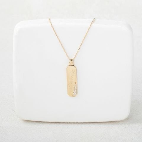 Pırlanta Detaylı Kişiye Özel İsim Kolye | Altın