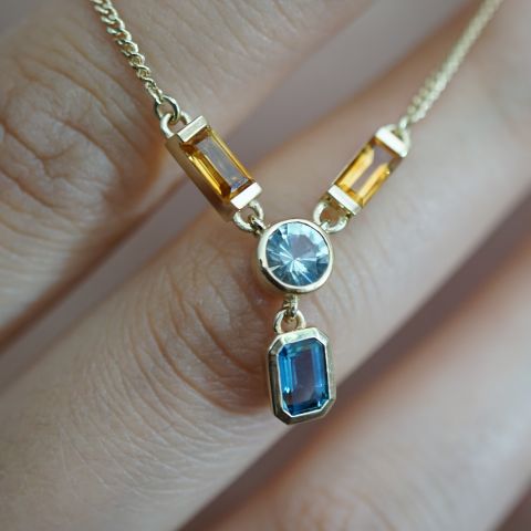 Ocean Glow – Renkli Doğal Taş Kolye | Altın