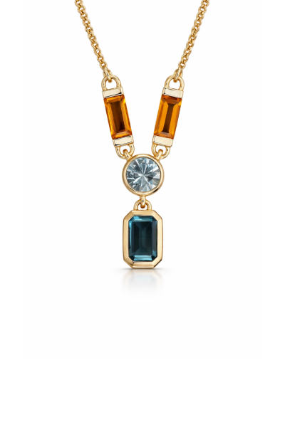 Ocean Glow – Renkli Doğal Taş Kolye | Altın