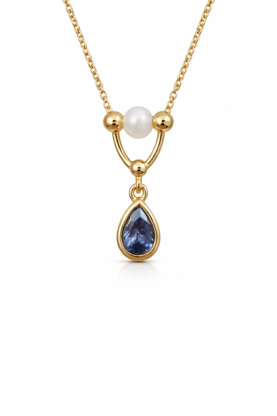 Serenity – Tanzanit ve Doğal İnci Kolye | Altın