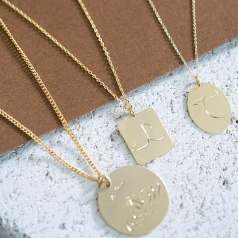 Kişiye Özel Oval Harf Kolye | Altın