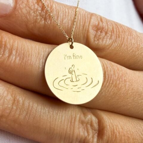 I'm Fine Plaka Kolye | Altın