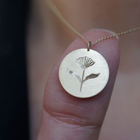 Nilüfer Kolye | Altın