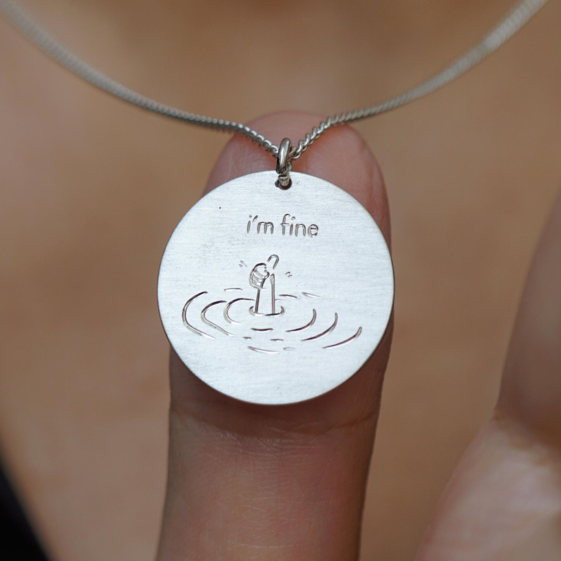 I'm Fine Plaka Kolye | Gümüş