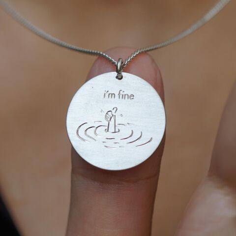 I'm Fine Plaka Kolye | Gümüş
