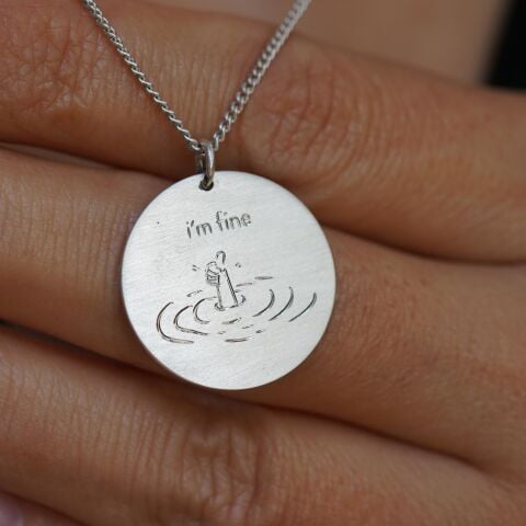 I'm Fine Plaka Kolye | Gümüş