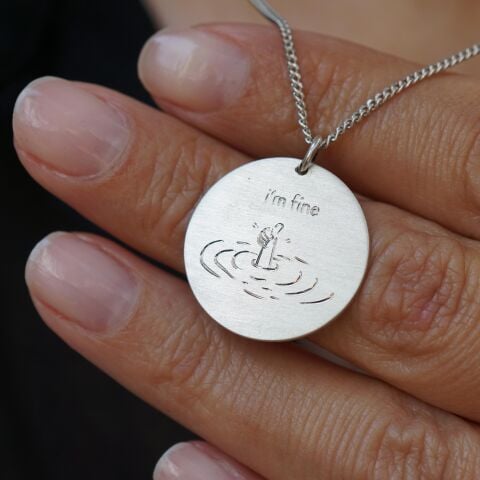 I'm Fine Plaka Kolye | Gümüş
