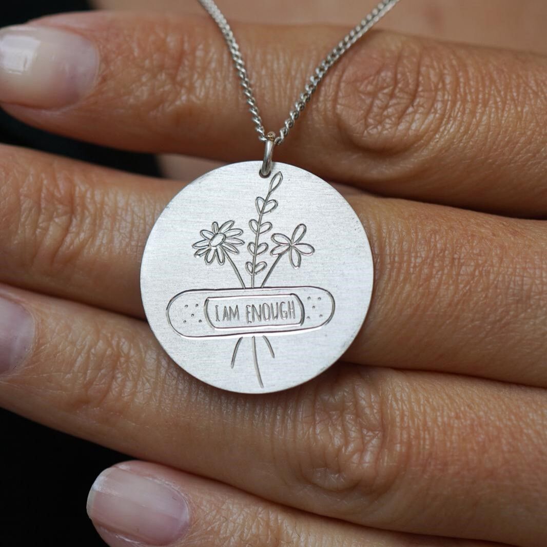 I am Enough Plaka Kolye | Gümüş