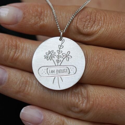 I am Enough Plaka Kolye | Gümüş