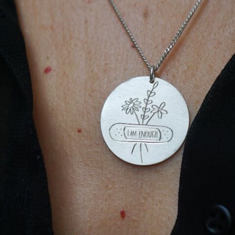 I am Enough Plaka Kolye | Gümüş