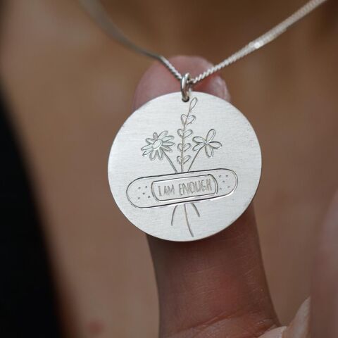 I am Enough Plaka Kolye | Gümüş