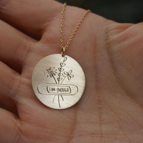 I am Enough Plaka Kolye | Altın