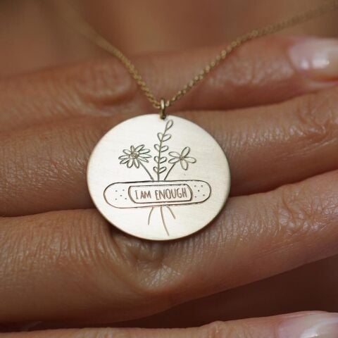 I am Enough Plaka Kolye | Altın
