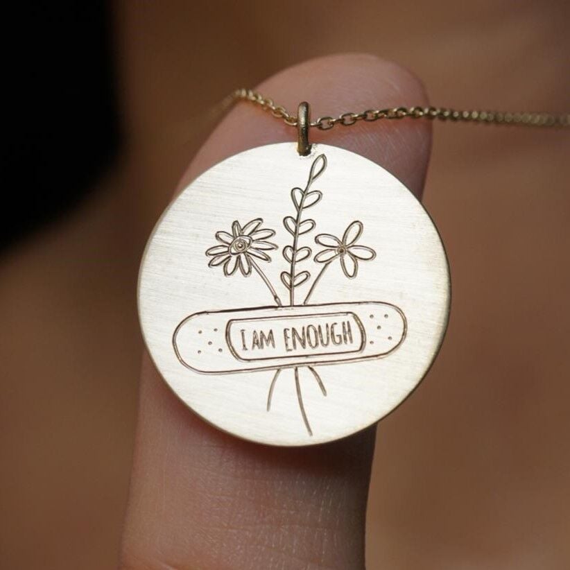 I am Enough Plaka Kolye | Altın