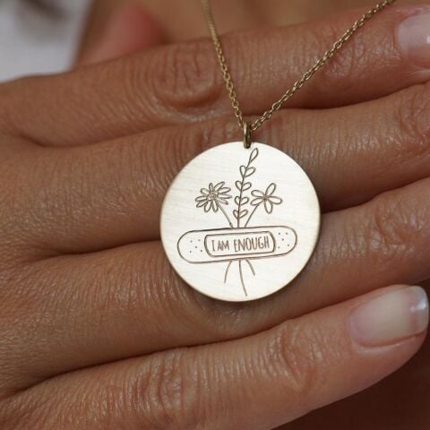 I am Enough Plaka Kolye | Altın